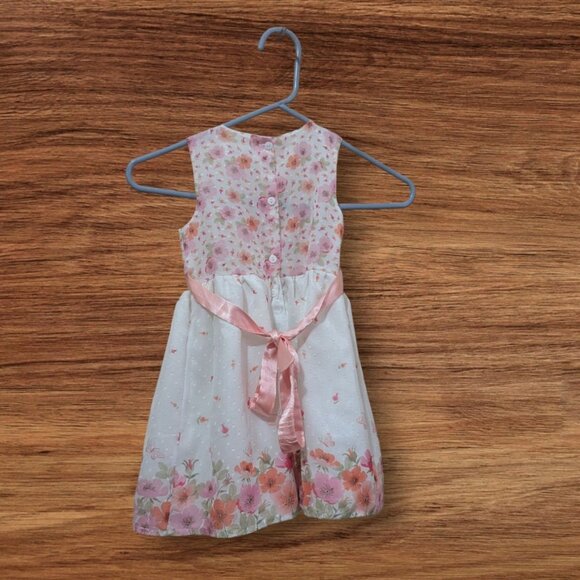 Nanette 4T Floral Sleeveless Dress With Pink Bow & Button Back spring Easter - Picture 4 of 8
